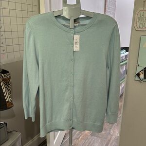 LOFT Women's Light Blue Button Cardigan
